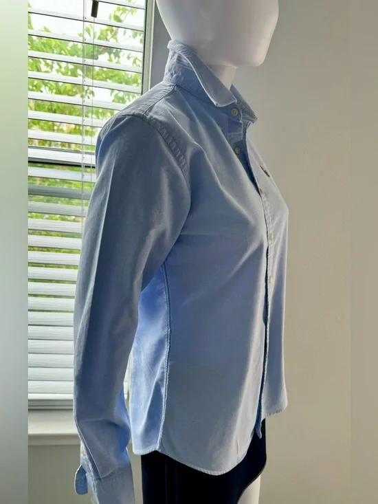 Polo Ralph Lauren. Women's Oxford Cotton Shirt, Size 10. Light Blue. Features - Picture 3 of 16